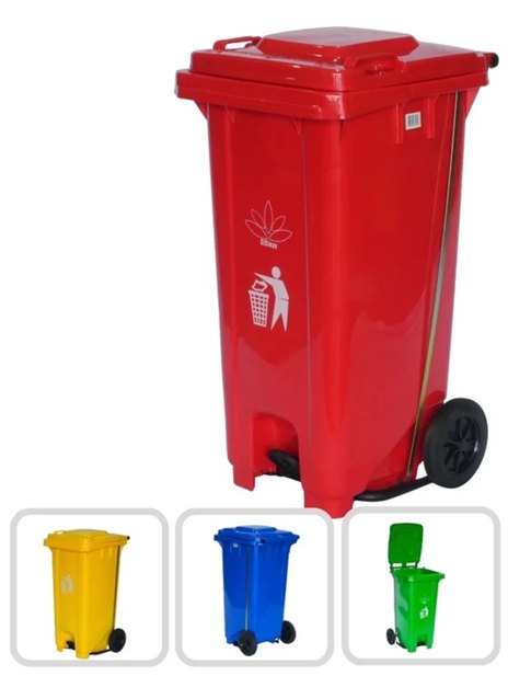 Cesto para Basura 120L-32G Reciclaje Ruedas y Tapa accionada por Pedal Varios Colores Bolsa38