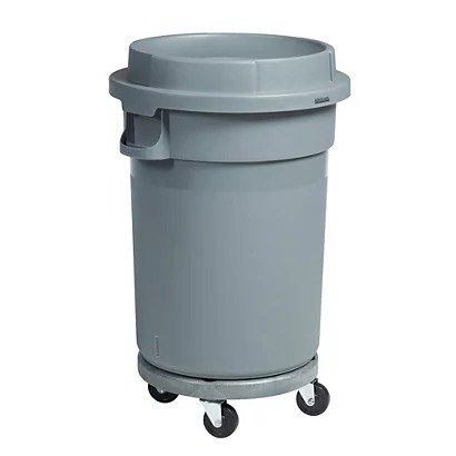Basurero 120L - 33GL Redondo Gris Tapa Embudo con Rueda